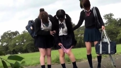 Asian students peeing