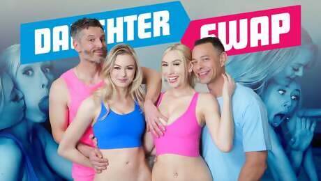 Step Daughters Kay Lovely and Amber Moore Get Horny During Hot Workout With Step Dads