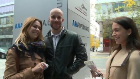 Amateur Czech couples exchange partners in public for cash